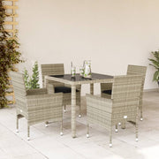 Tuinset 5-delig poly rattan lichtgrijs