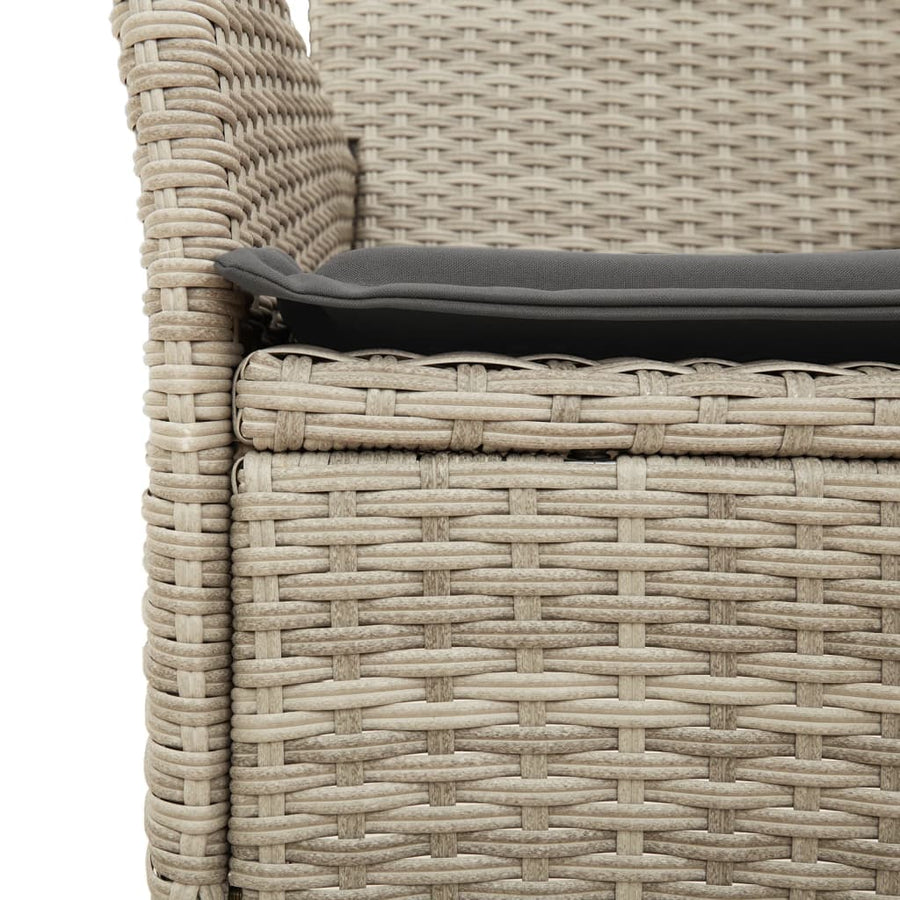 5-delige Tuinset met kussens poly rattan en glas lichtgrijs