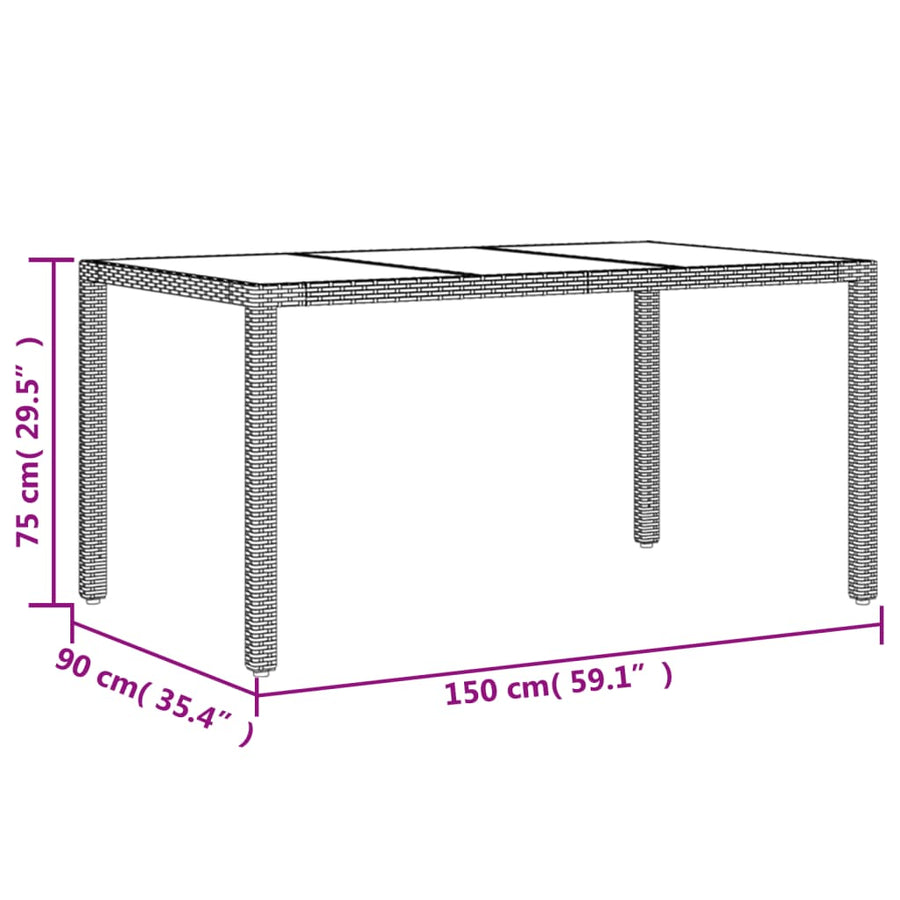 5-delige Tuinset met kussens poly rattan en glas lichtgrijs