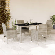Tuinset 5-delig poly rattan lichtgrijs