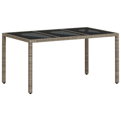 7-delige Tuinset met kussens poly rattan en glas lichtgrijs