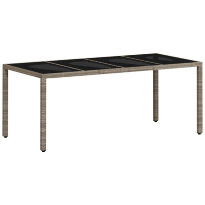 7-delige Tuinset met kussens poly rattan en glas lichtgrijs