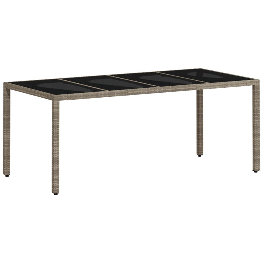 7-delige Tuinset met kussens poly rattan en glas lichtgrijs