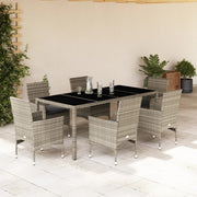 Tuinset 7-delig poly rattan lichtgrijs met kussens