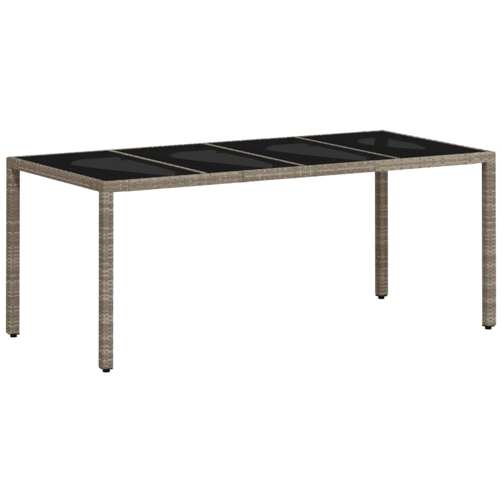 9-delige Tuinset met kussens poly rattan en glas lichtgrijs