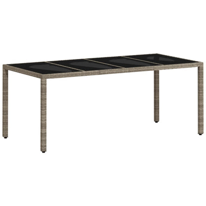 9-delige Tuinset met kussens poly rattan en glas lichtgrijs