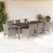 Tuinset 9-delig poly rattan grijs met kussens