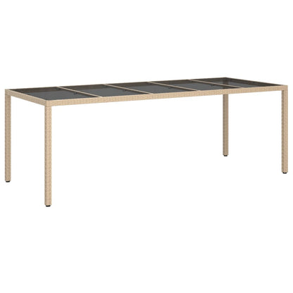 9-delige Tuinset met kussens poly rattan en glas beige