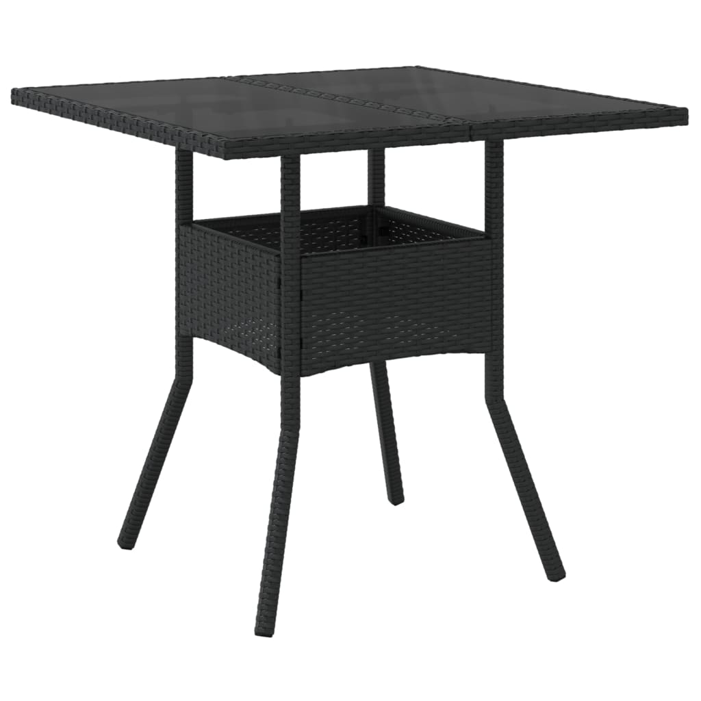 3-delige Tuinset met kussens poly rattan en glas zwart