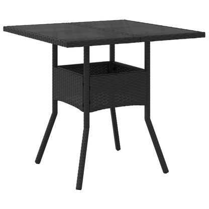 3-delige Tuinset met kussens poly rattan en glas zwart