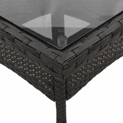 3-delige Tuinset met kussens poly rattan en glas zwart