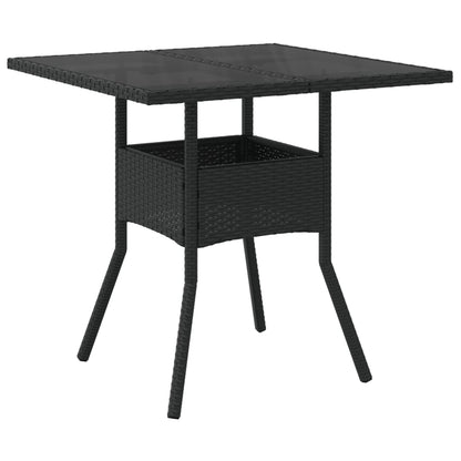 5-delige Tuinset met kussens poly rattan en glas zwart