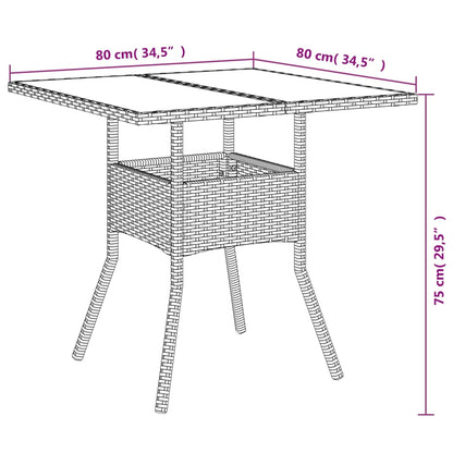 5-delige Tuinset met kussens poly rattan en glas zwart