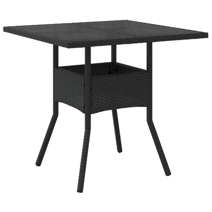 3-delige Tuinset met kussens poly rattan en glas zwart