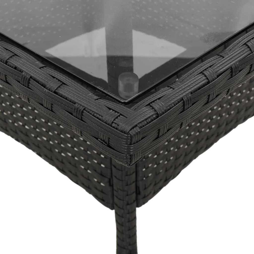 3-delige Tuinset met kussens poly rattan en glas zwart