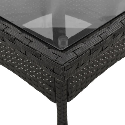 3-delige Tuinset met kussens poly rattan en glas zwart