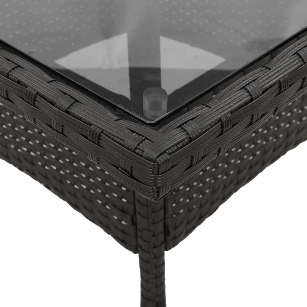 5-delige Tuinset met kussens poly rattan en glas zwart