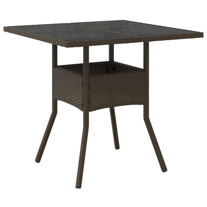 3-delige Tuinset met kussens poly rattan en glas bruin