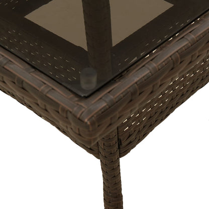 3-delige Tuinset met kussens poly rattan en glas bruin