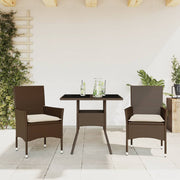 Tuinset poly rattan bruin 3-delig met kussens