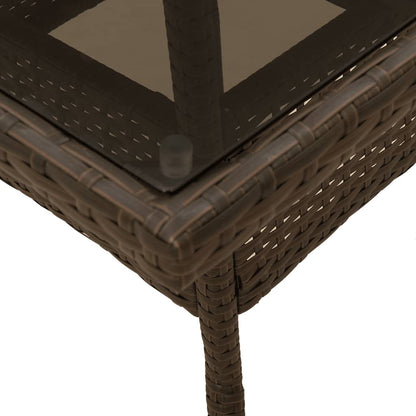 5-delige Tuinset met kussens poly rattan en glas bruin