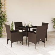Tuinset 5-delig poly rattan bruin met kussens