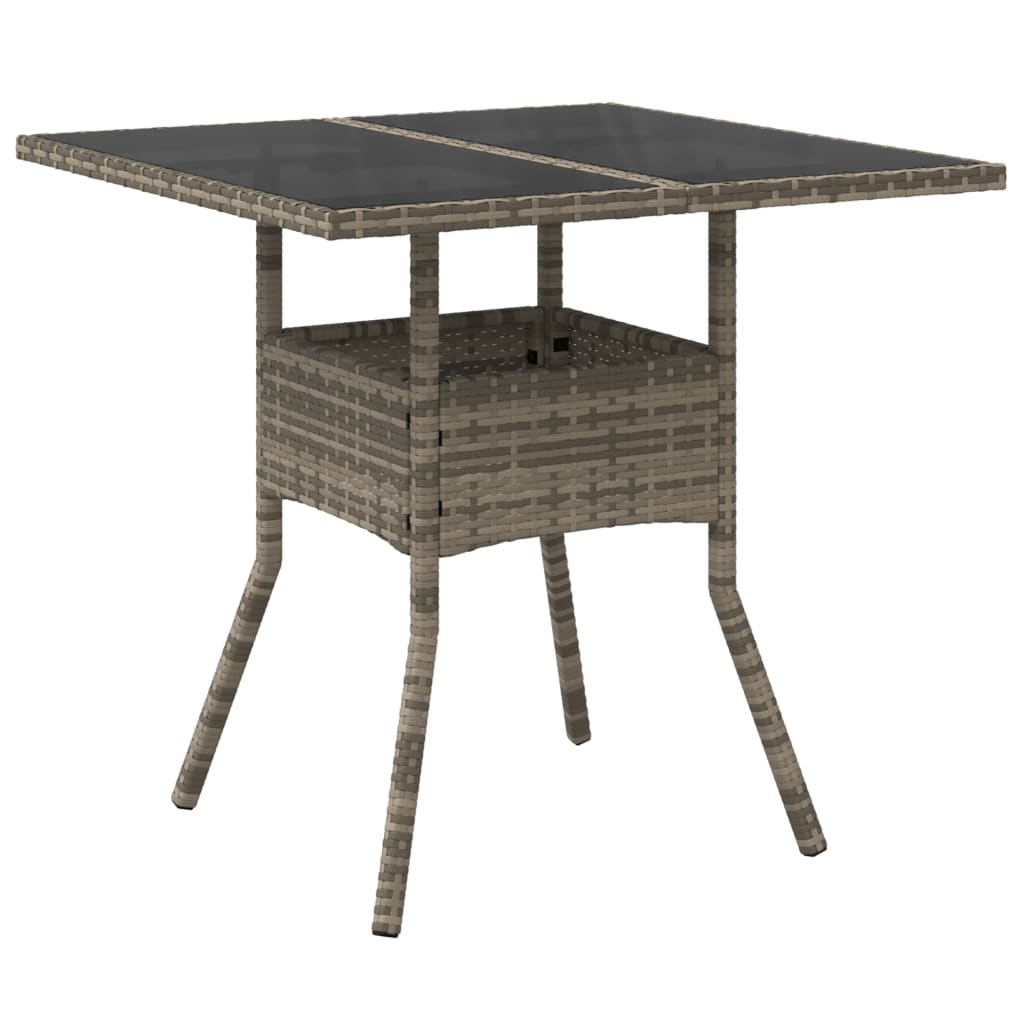 5-delige Tuinset met kussens poly rattan en glas grijs