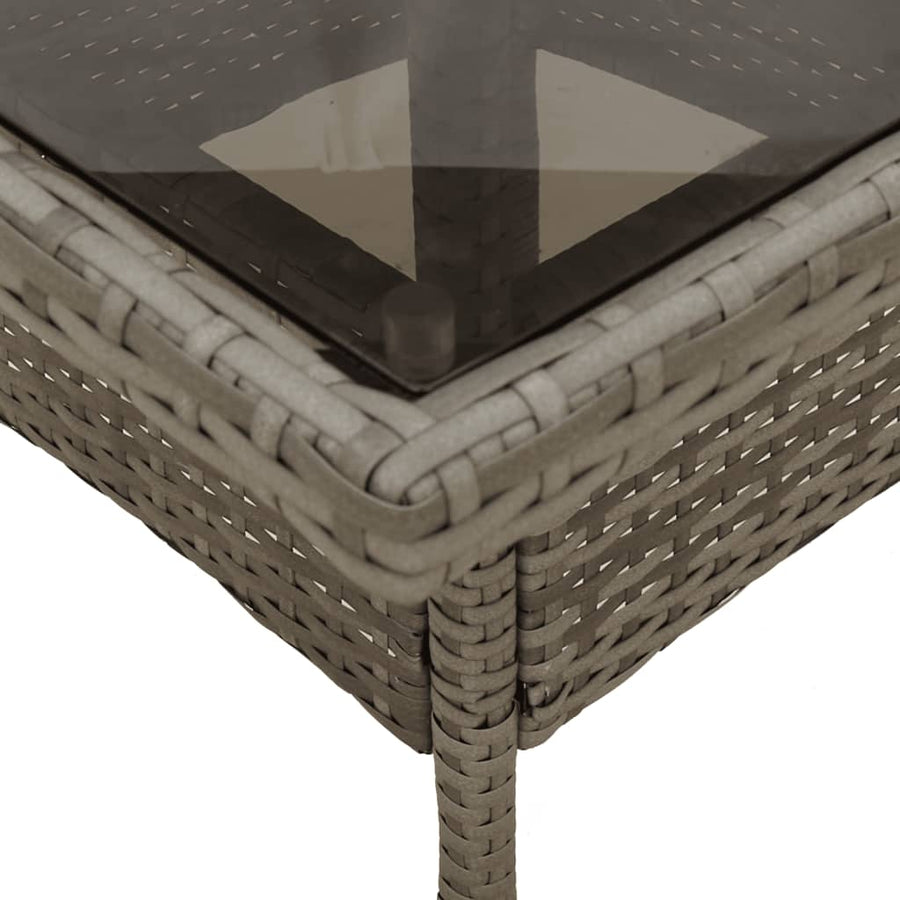 5-delige Tuinset met kussens poly rattan en glas grijs