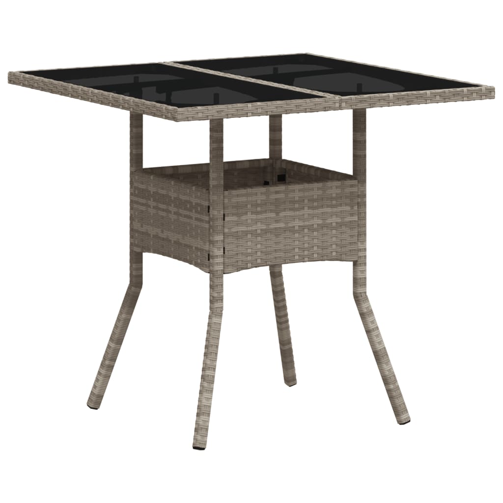 3-delige Tuinset met kussens poly rattan en glas grijs