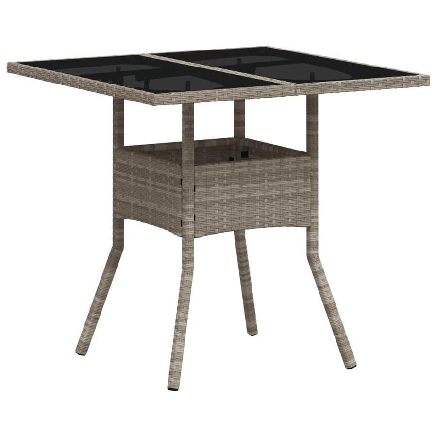3-delige Tuinset met kussens poly rattan en glas grijs