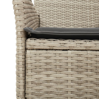 3-delige Tuinset met kussens poly rattan en glas grijs
