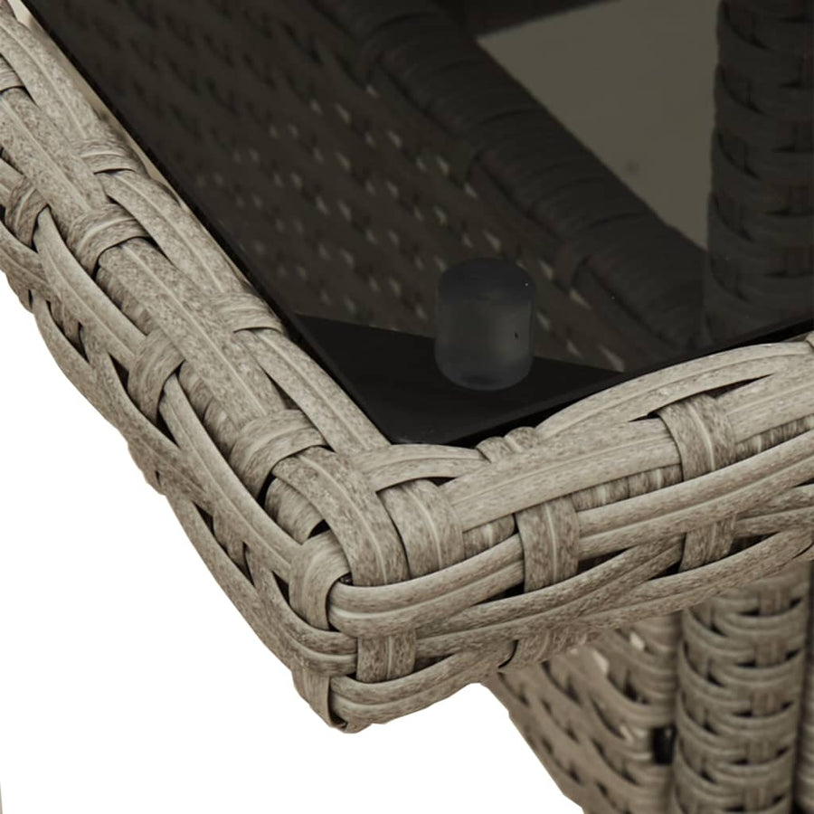 3-delige Tuinset met kussens poly rattan en glas grijs