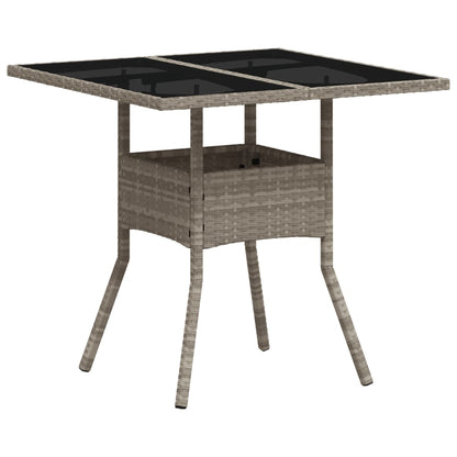5-delige Tuinset met kussens poly rattan en glas lichtgrijs