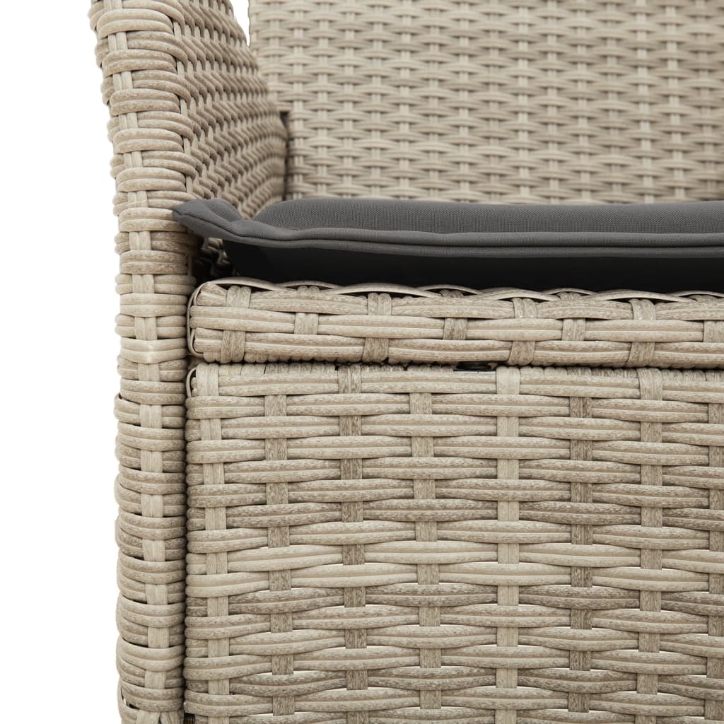 5-delige Tuinset met kussens poly rattan en glas lichtgrijs
