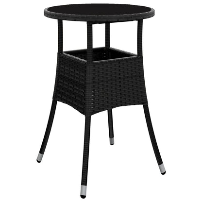 5-delige Tuinset met kussens poly rattan en glas zwart