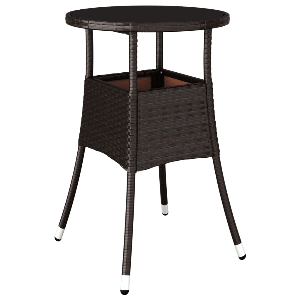 3-delige Tuinset met kussens poly rattan en glas bruin