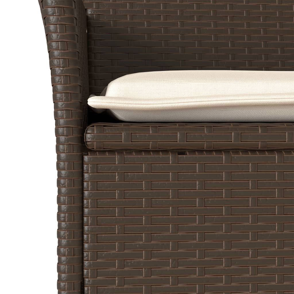 3-delige Tuinset met kussens poly rattan en glas bruin