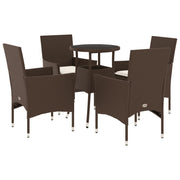 Tuinset poly rattan 5-delig bruin met glas