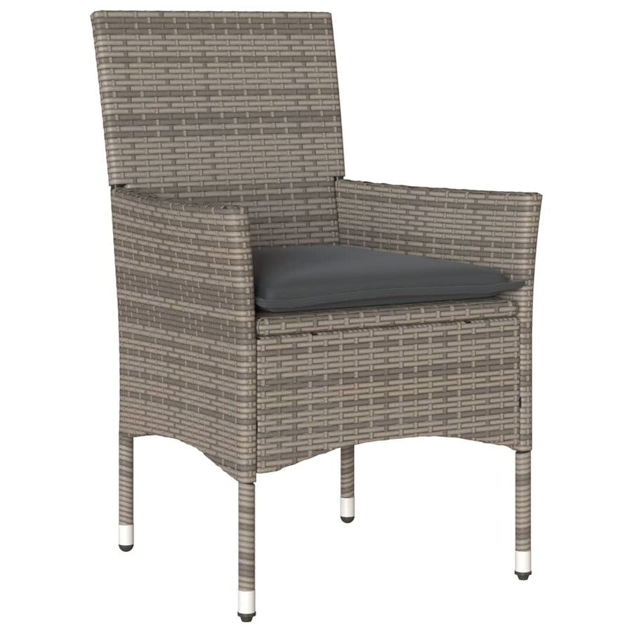 3-delige Tuinset met kussens poly rattan en glas grijs