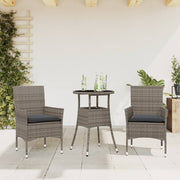 Tuinset 3-delig poly rattan grijs