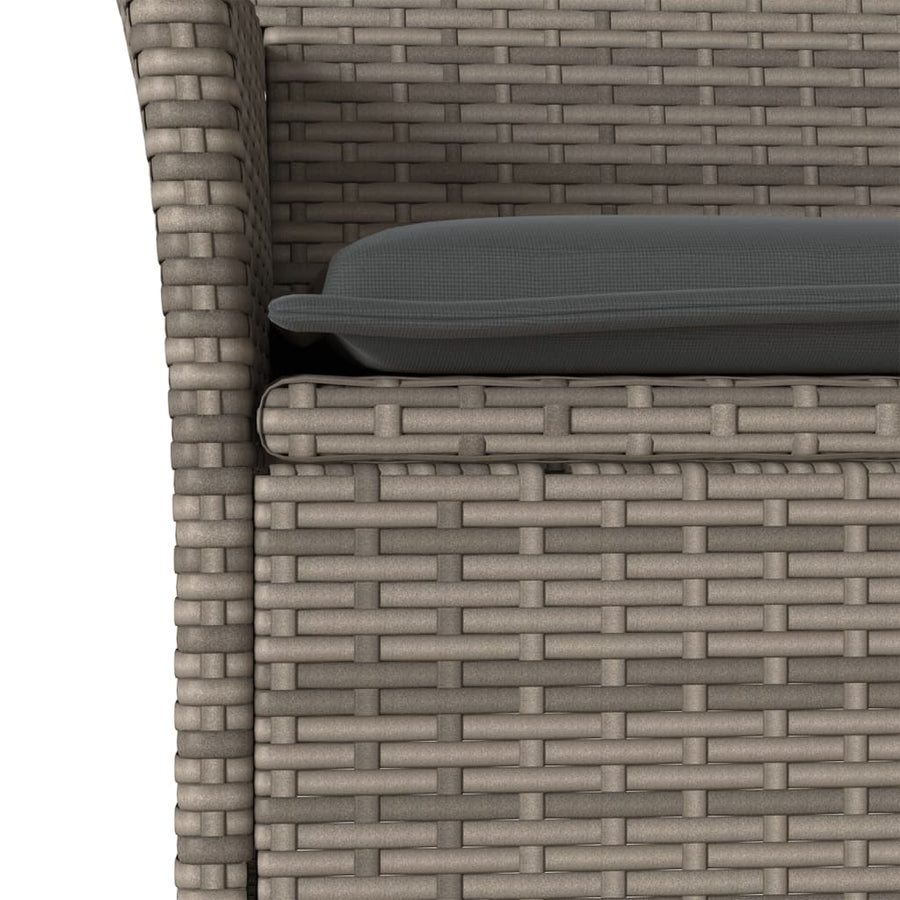 5-delige Tuinset met kussens poly rattan en glas grijs
