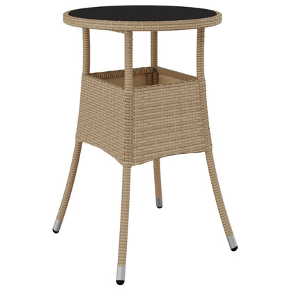 3-delige Tuinset met kussens poly rattan en glas beige