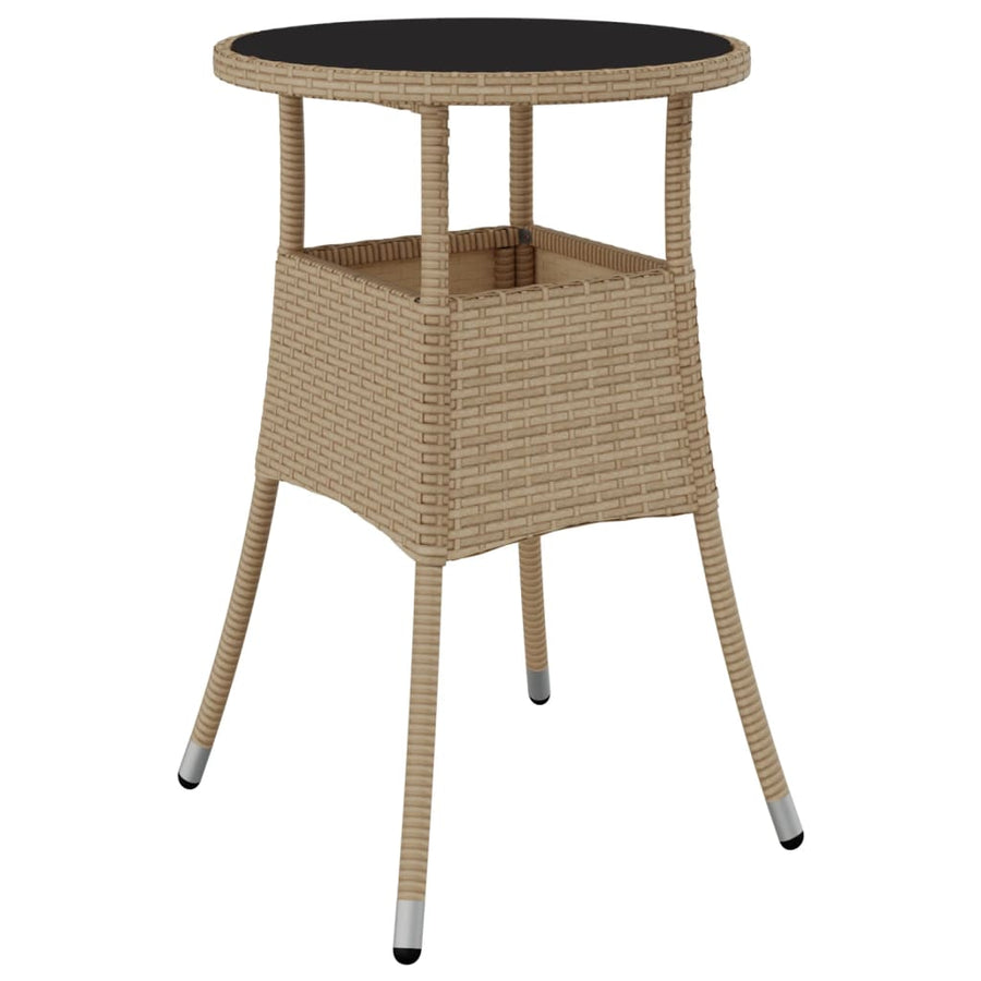 3-delige Tuinset met kussens poly rattan en glas beige