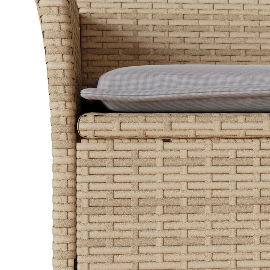 3-delige Tuinset met kussens poly rattan en glas beige