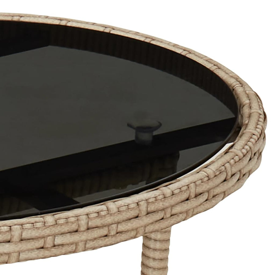 5-delige Tuinset met kussens poly rattan en glas beige