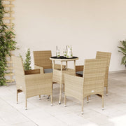 Tuinset poly rattan 5-delig beige met kussens