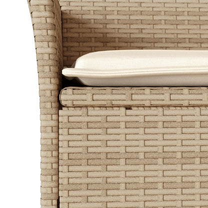 3-delige Tuinset met kussens poly rattan en glas beige