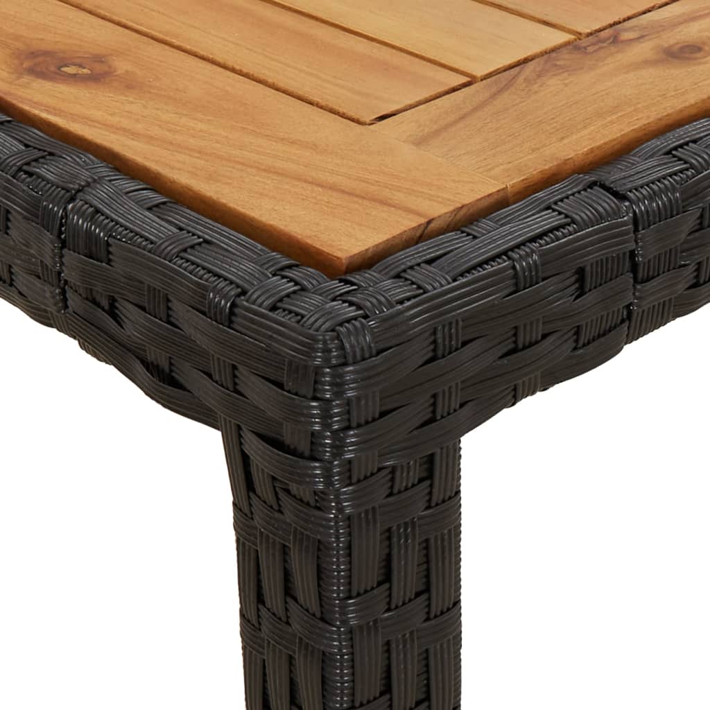 5-delige Tuinset met kussens poly rattan en acaciahouta zwart