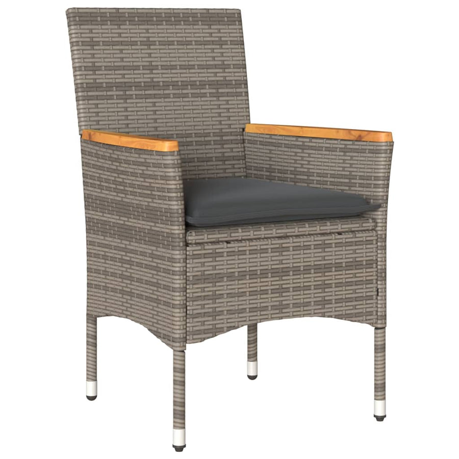 3-delige Tuinset met kussens poly rattan en acaciahout grijs
