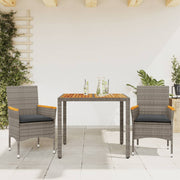 Tuinset 3-delig poly rattan acaciahout grijs